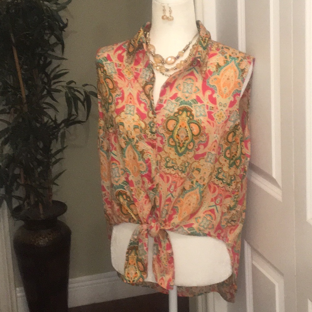 PROTOTYPE CUTE SLEEVELESS HI/LOW TIE TOP (SIZE L)
